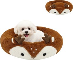 Linzy Toys Deer Dog Bolster Bed, Brown, Small: 20-in