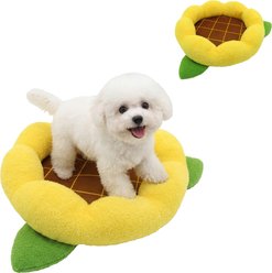 Linzy Toys Sunflower Flower Dog Bolster Bed, Yellow, Small: 20-in