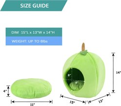 Linzy Toys Pear Cat Cave Bed, Green, Medium: 14-in slide 2 of 5