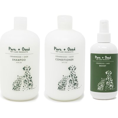 Pure + Good Pure + Good Cedarwood + Sage Bundle Dog Shampoo, Conditioner & Boost, 16 & 8-fl oz bottles