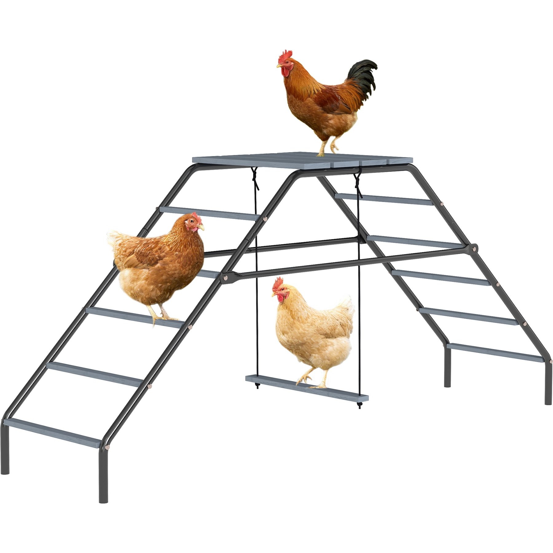PawHut Coop Perches with Adjustable Swing Chicken Coop Accessories, 59.1 x 15.7 x 28.3-in