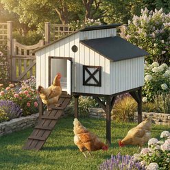 PawHut Chicken Coop with Nesting Box, Elevated Rabbit Hutch with Ramp, Asphalt Openable Roof & Elevated Legs, 51.6 x 37.2 x 45.4-in slide 2 of 9