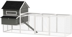 PawHut Wooden Deluxe Lockable Poultry Hen Cage Backyard Chicken Coop with Nesting Box & Run, 137-in, Dark Gray