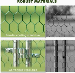 PawHut Metal Chicken Run with Feeding Door, Waterproof Cover, Hanging Feeder, Perch, 26 x 10 x 6.4-ft slide 2 of 9