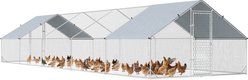 PawHut Metal Poultry Run with Cover & Lockable Door for Outdoor, 33 x 10 x 6.4-ft