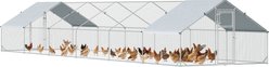 PawHut Metal Poultry Run with Cover & Lockable Door for Outdoor, 39 x 10 x 6.4-ft
