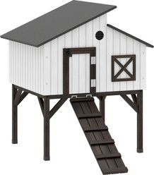 PawHut Chicken Coop with Nesting Box, Elevated Rabbit Hutch with Ramp, Asphalt Openable Roof & Elevated Legs, 51.6 x 37.2 x 45.4-in
