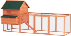 PawHut Wooden Deluxe Lockable Poultry Hen Cage Backyard Chicken Coop with Nesting Box & Run, 137-in, Orange