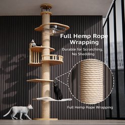 NonoPets Extra Tall Floor-to-Ceiling 110.2-in Hemp Rope Tension-Mount Multi‑Level Structure Cat Tree slide 2 of 6
