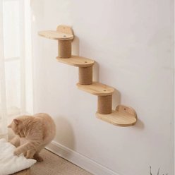 NonoPets Solid Wood Stairs 18.9-in Jute 4‑Step Floating Climbing Wall Shelf for Cats
