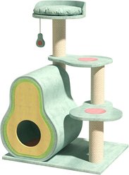 NonoPets Interactive Avocado Multi-Level Tower with Enclosed Hidden House 33-in Hemp Sisal Scratching Posts Cat Tree, Green slide 2 of 4