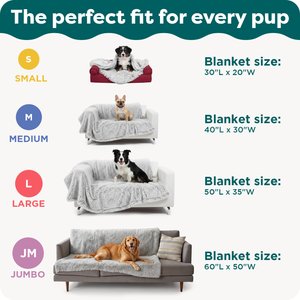 FurHaven Polyester Long Fur & Velvet Dog Blanket, Gray, Large 