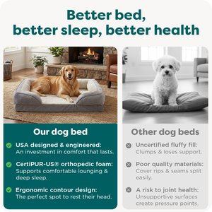 FurHaven Velvet Waves Perfect Comfort Orthopedic Sofa Cat & Dog Bed with Removable Cover, Granite Gray, Jumbo