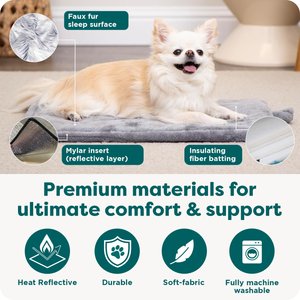 FurHaven ThermaNAP Faux Fur Self-Warming Dog & Cat Mat, Snow Leopard, Small