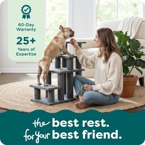 FurHaven Steady Paws Cat & Dog Stairs, Gray, 3-Step