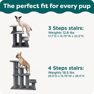 FurHaven Steady Paws Cat & Dog Stairs, Gray, 3-Step