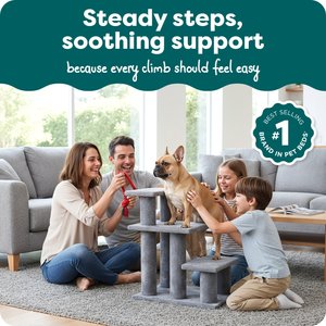 FurHaven Steady Paws Cat & Dog Stairs, Gray, 3-Step