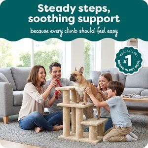 FurHaven Steady Paws Cat & Dog Stairs, Cream, 3-Step