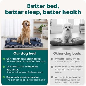 FurHaven Comfy Couch Orthopedic Bolster Dog Bed with Removable Cover, Diamond Gray, Jumbo