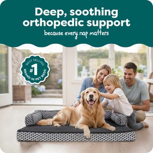 FurHaven Comfy Couch Orthopedic Bolster Dog Bed with Removable Cover, Diamond Gray, Jumbo
