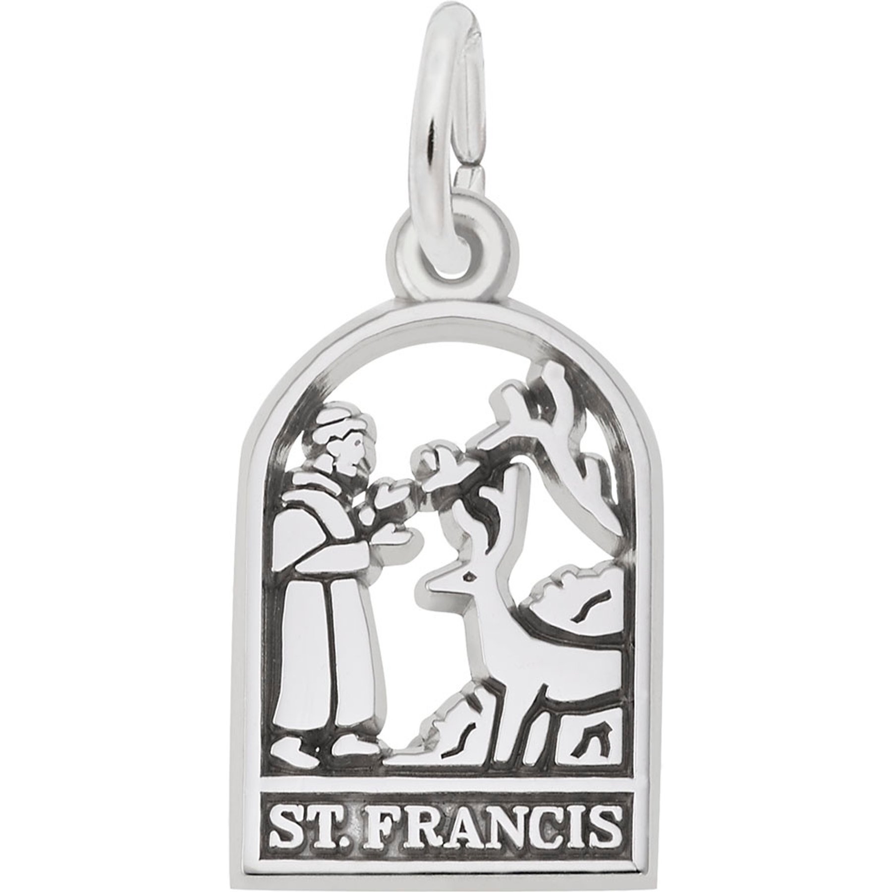 Rembrandt Charms St. Francis Memorial Keepsake, Silver, 10.87 x 15.24-mm
