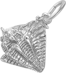 Rembrandt Charms Conch Shell Memorial Keepsake, Silver, 16.42 x 14.05-mm