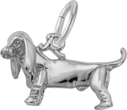Rembrandt Charms Basset Hound Memorial Keepsake, Silver, 17.5 x 10.51-mm