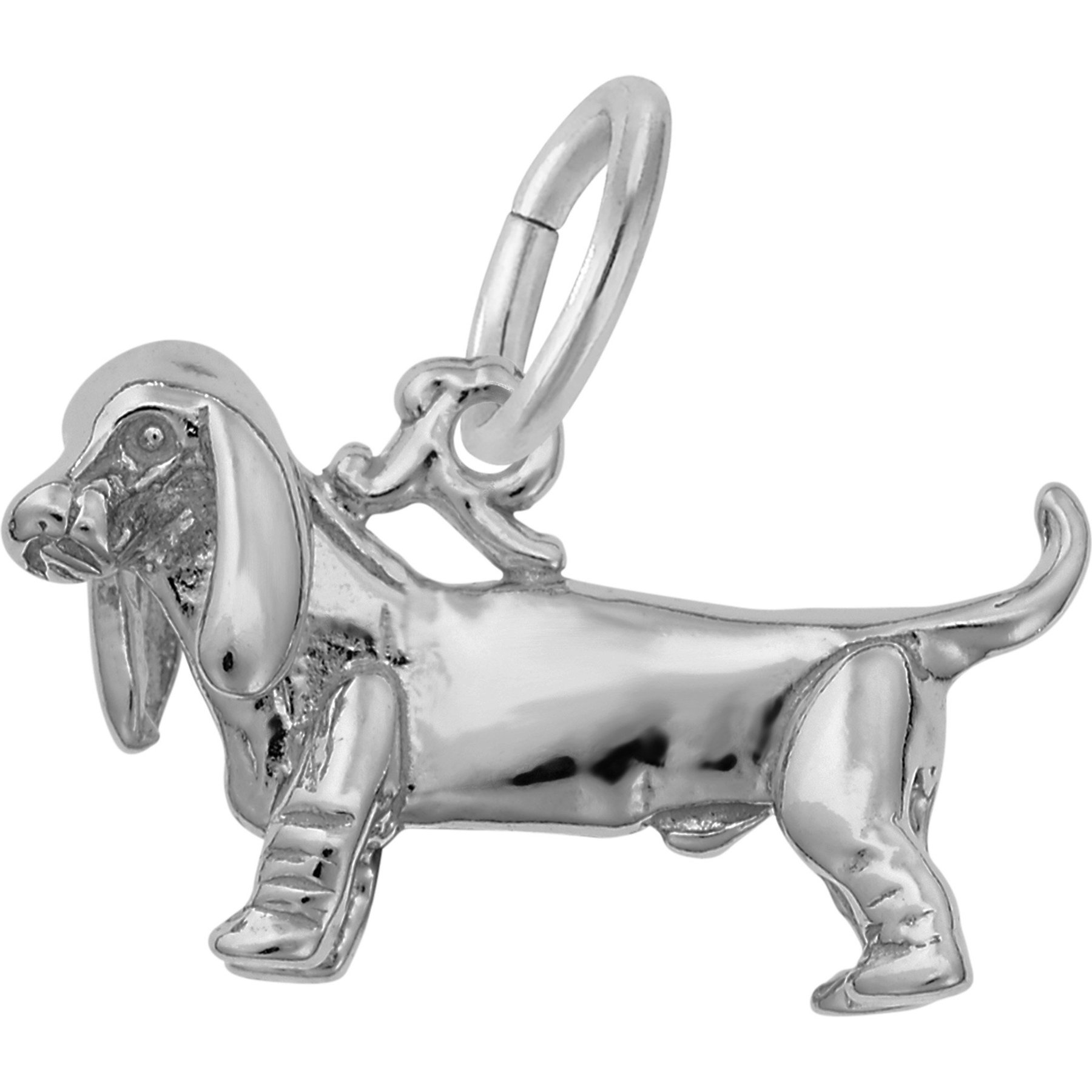 Rembrandt Charms Basset Hound Memorial Keepsake, Silver, 17.5 x 10.51-mm