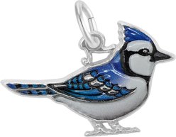 Rembrandt Charms Blue Jay Painted Memorial Keepsake, Silver, 14.73 x 22.6-mm