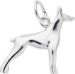 Rembrandt Charms Doberman Memorial Keepsake, Silver, 14.42 x 17.76-mm