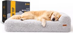 KOPEKS Smart Design Waterproof Liner & Durable Removable Cover Orthopedic Memory Foam Fluffy Pillow Dog Bed, X-Large, Grey
