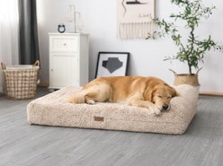KOPEKS Smart Design Waterproof Liner & Durable Removable Cover Orthopedic Memory Foam Fluffy Pillow Dog Bed, X-Large, Light Brown