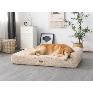 KOPEKS Orthopedic Pillow Dog Bed with Removable Cover, Light Brown, X-Large