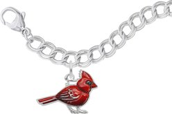 Rembrandt Charms Painted Cardinal Bracelet Set Memorial Keepsake, Silver, 7-in