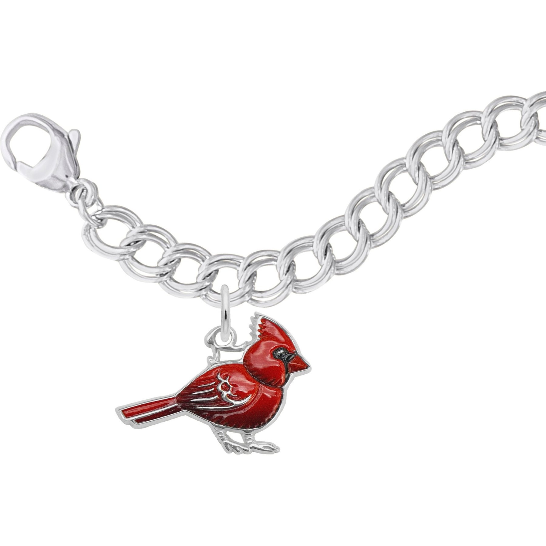 Rembrandt Charms Painted Cardinal Bracelet Set Memorial Keepsake, Silver, 7-in