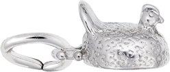 Rembrandt Charms Chicken Memorial Keepsake, Silver, 6 x 8-mm