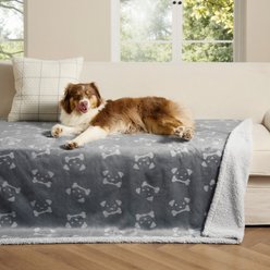 Bedsure Waterproof Cozy Plush Reversible Throw Furniture Protector Dog & Cat Blanket, Smokey Grey, X-Large