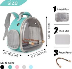 Halinfer Clear Space Capsule Bubble Window Cockatiel Backpack Carrier with Standing Perch & Metal Tray, 2-lb bag, Green slide 2 of 7