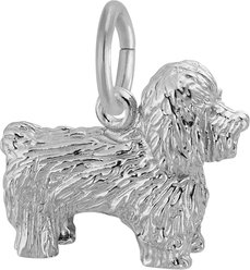 Rembrandt Charms Bichon Frise Memorial Keepsake, Silver, 14.44 x 12.1-mm