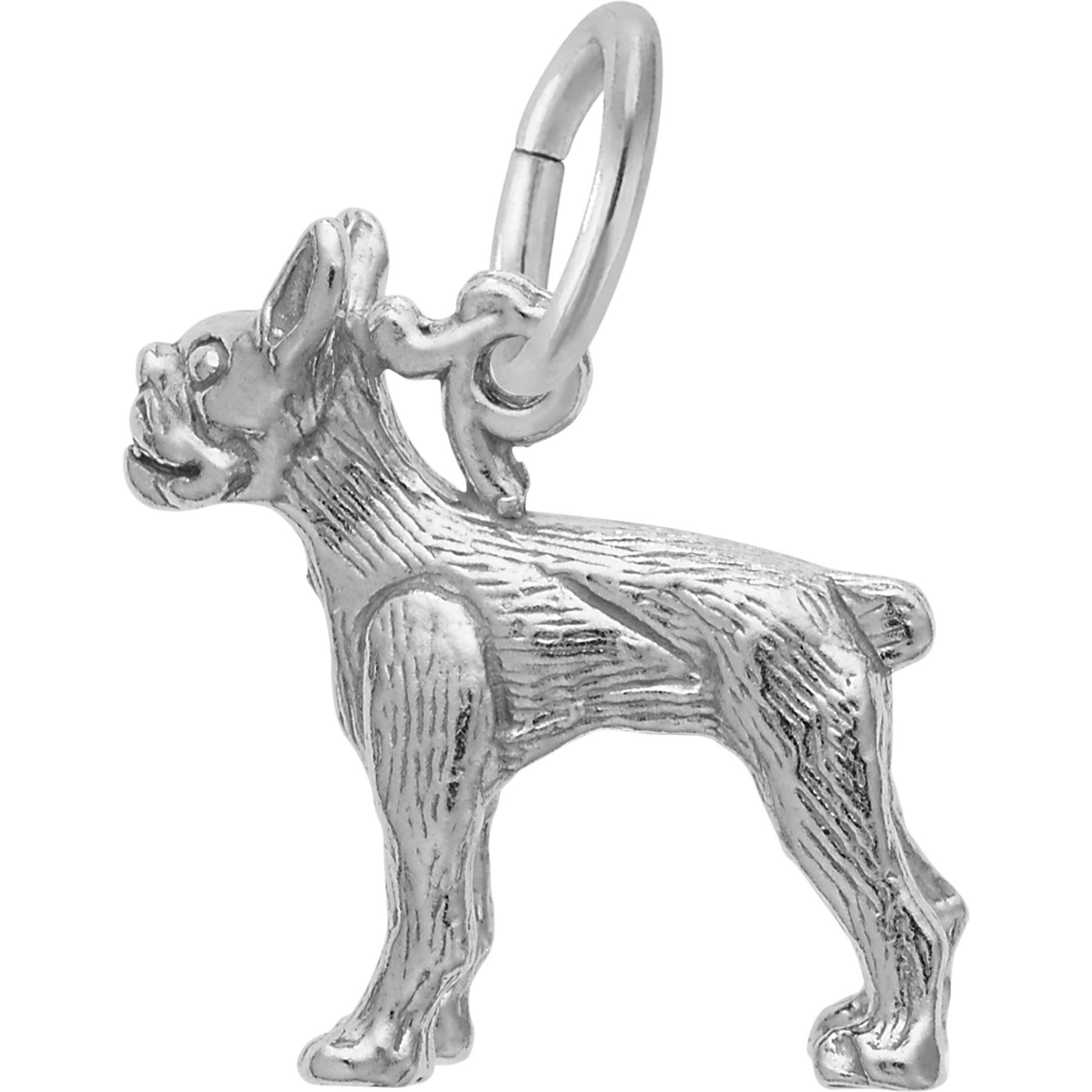 Rembrandt Charms Boston Terrier Memorial Keepsake, Silver, 15.2 x 17.25-mm