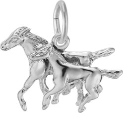 Rembrandt Charms Horse & Colt Memorial Keepsake, Silver, 20.36 x 13.01-mm