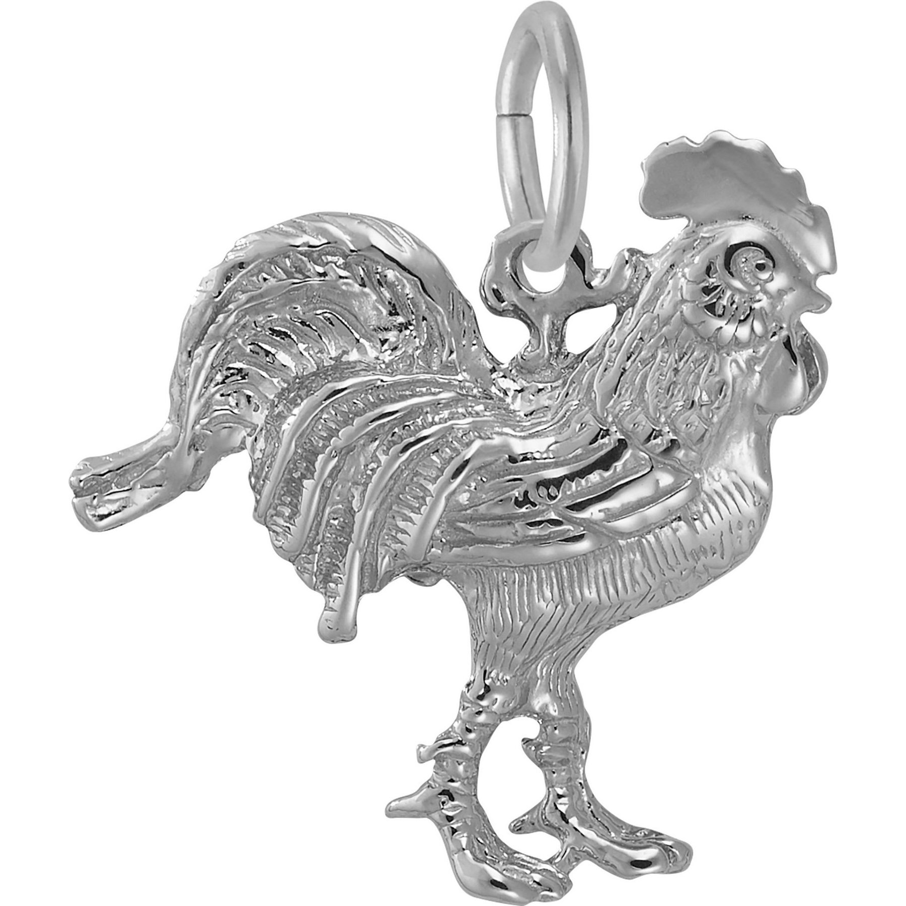 Rembrandt Charms Rooster Memorial Keepsake, Silver, 17.46 x 20.04-mm