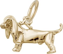 Rembrandt Charms Basset Hound Memorial Keepsake, Gold, 17.5 x 10.51-mm