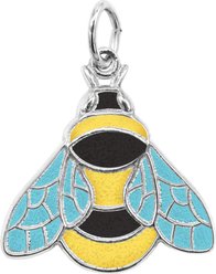 Rembrandt Charms Bumble Bee Painted Memorial Keepsake, Silver, 20.1 x 21.1-mm