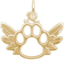 Rembrandt Charms Paw with Wings Memorial Keepsake, Gold, 18.54 x 14.48-mm