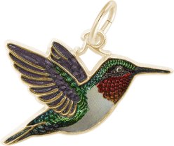 Rembrandt Charms Hummingbird Painted Memorial Keepsake, Gold, 24.64 x 13.97-mm