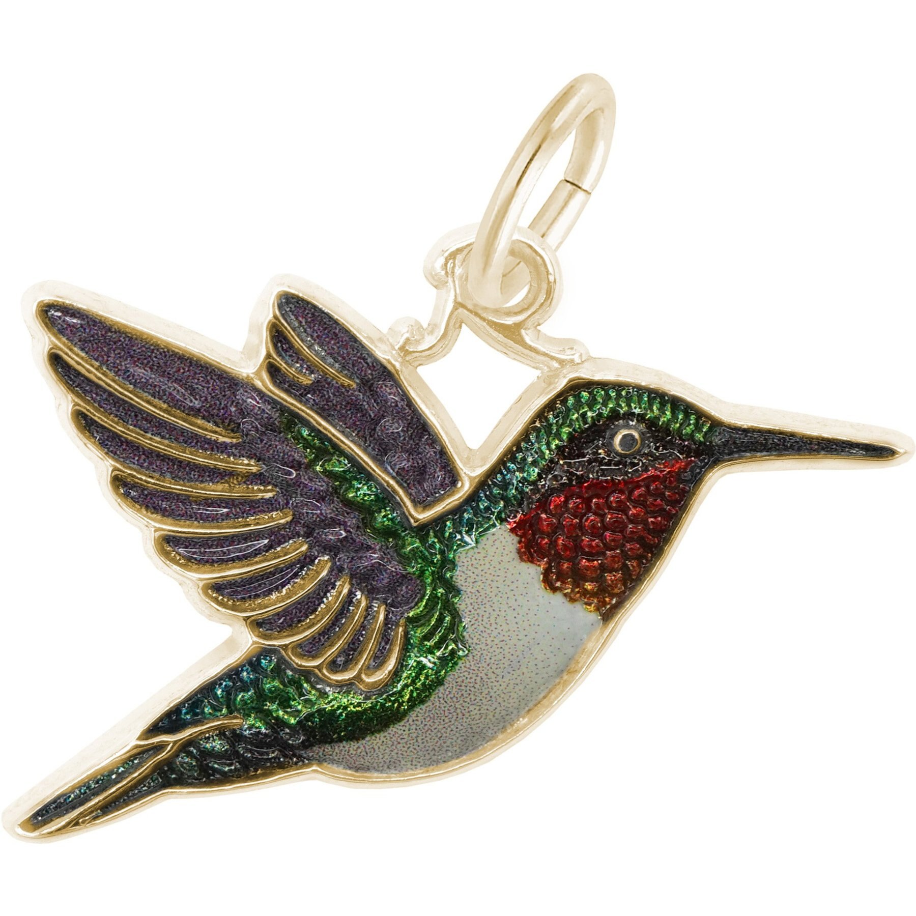 Rembrandt Charms Hummingbird Painted Memorial Keepsake, Gold, 24.64 x 13.97-mm