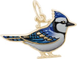 Rembrandt Charms Blue Jay Painted Memorial Keepsake, Gold, 14.73 x 22.6-mm