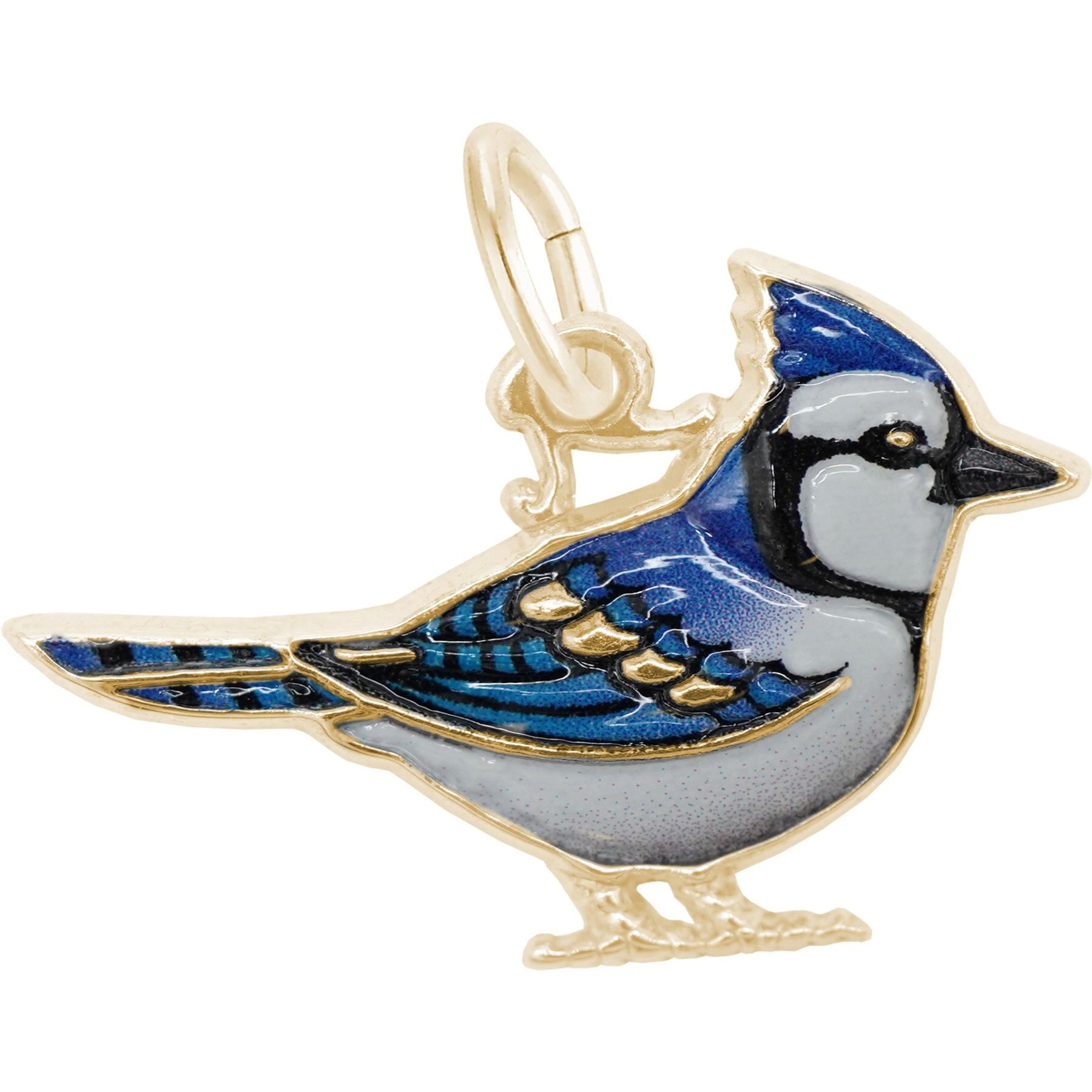 Rembrandt Charms Blue Jay Painted Memorial Keepsake, Gold, 14.73 x 22.6-mm