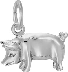 Rembrandt Charms Pig Memorial Keepsake, Silver, 16.86 x 9.63-mm